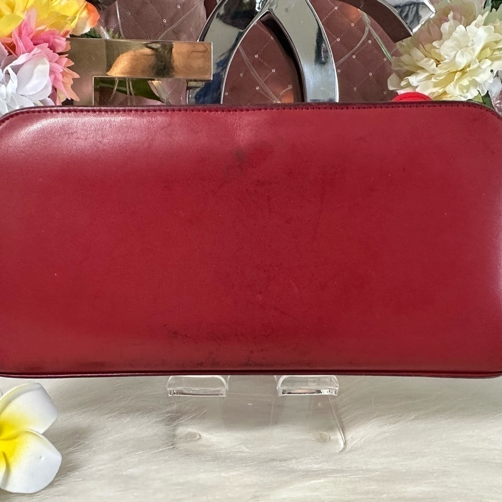 SAINT LAURENT PARIS RED LEATHER ZIP AROUND LONG WALLET YSL ITALIAN DESIGNER - Picture 15 of 16